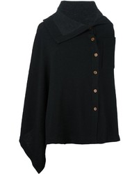 Черное пальто-накидка от Y's