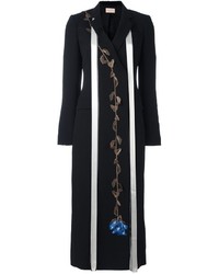 Женское черное пальто с вышивкой от Christopher Kane
