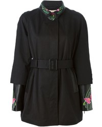 Женское черное пальто с вышивкой от Christopher Kane