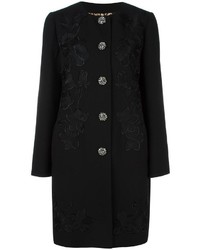 Женское черное пальто с вышивкой от Dolce & Gabbana