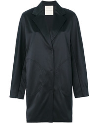 Женское черное пальто с вышивкой от Marco De Vincenzo