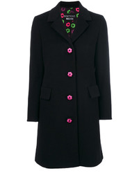 Женское черное пальто с вышивкой от Moschino