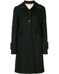 Женское черное пальто с вышивкой от No.21
