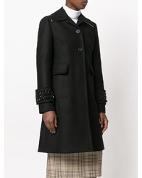 Женское черное пальто с вышивкой от No.21