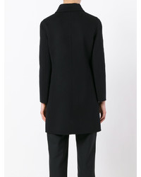 Женское черное пальто с геометрическим рисунком от Fendi