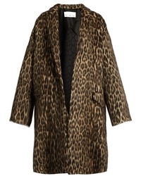 Черное пальто с леопардовым принтом