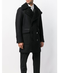 Мужское черное пальто с меховым воротником от DSQUARED2