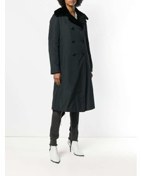 Черное пальто с меховым воротником от Liska
