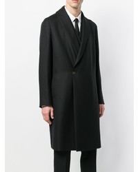 Мужское черное пальто с меховым воротником от Emporio Armani