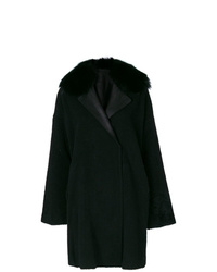 Черное пальто с меховым воротником от Guy Laroche