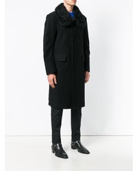 Мужское черное пальто с меховым воротником от Tom Ford
