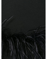 Женское черное пальто с перьями от Moschino