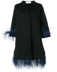 Женское черное пальто с перьями от Gianluca Capannolo