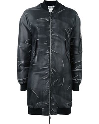 Женское черное пальто с принтом от Moschino