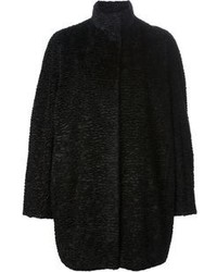 Женское черное пальто с рельефным рисунком от Alexander McQueen