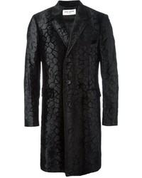 Мужское черное пальто с рельефным рисунком от Saint Laurent