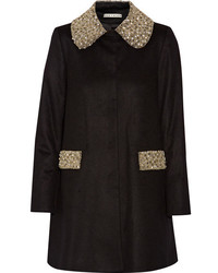 Женское черное пальто с украшением от Alice + Olivia