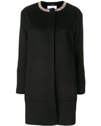 Женское черное пальто с украшением от Blugirl