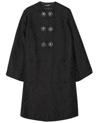 Женское черное пальто с украшением от Dolce & Gabbana