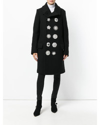 Женское черное пальто с украшением от Givenchy