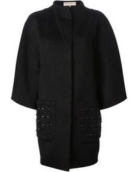 Женское черное пальто с украшением от Emilio Pucci