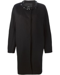 Женское черное пальто с украшением от Ermanno Scervino
