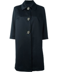 Женское черное пальто с украшением от Ermanno Scervino