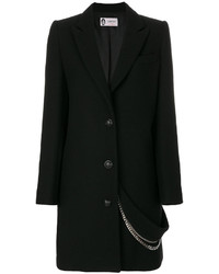 Женское черное пальто с украшением от Lanvin