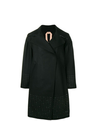 Женское черное пальто с украшением от N°21