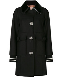 Женское черное пальто с украшением от No.21