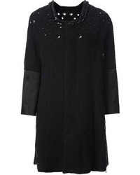 Женское черное пальто с украшением от Undercover