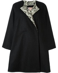 Женское черное пальто с цветочным принтом от Antonio Marras