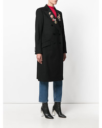 Женское черное пальто с цветочным принтом от Dolce & Gabbana