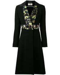 Женское черное пальто с цветочным принтом от Etro