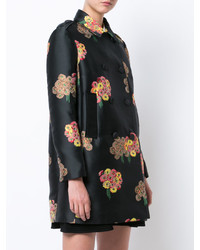 Женское черное пальто с цветочным принтом от RED Valentino
