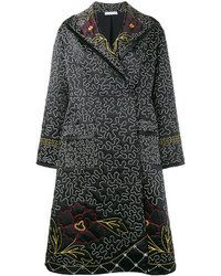 Женское черное пальто с цветочным принтом от J.W.Anderson