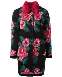 Женское черное пальто с цветочным принтом от Twin-Set