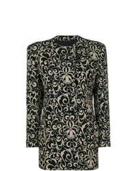 Женское черное пальто с цветочным принтом от Versace Vintage
