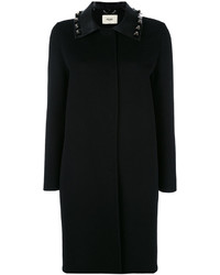 Женское черное пальто с шипами от Fendi
