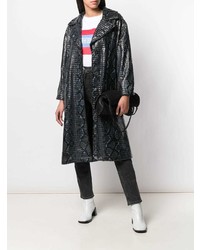 Женское черное пальто со змеиным рисунком от Stand