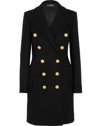 Женское черное пальто от Balmain