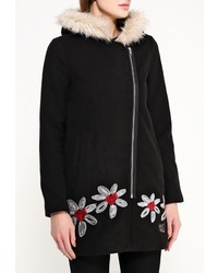 Женское черное пальто от Desigual