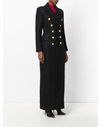 Женское черное пальто от Balmain