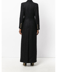 Женское черное пальто от Balmain