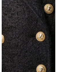 Женское черное пальто от Balmain