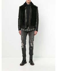 Мужское черное пальто от Balmain