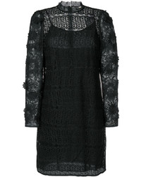 Черное платье в сеточку с цветочным принтом от Michael Kors