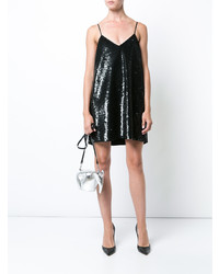 Черное платье-комбинация с пайетками от Ashish