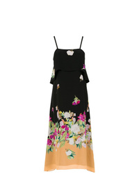Черное платье-комбинация с цветочным принтом от Andrea Marques