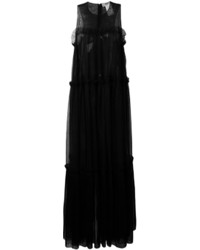 Черное платье-макси в сеточку от MSGM